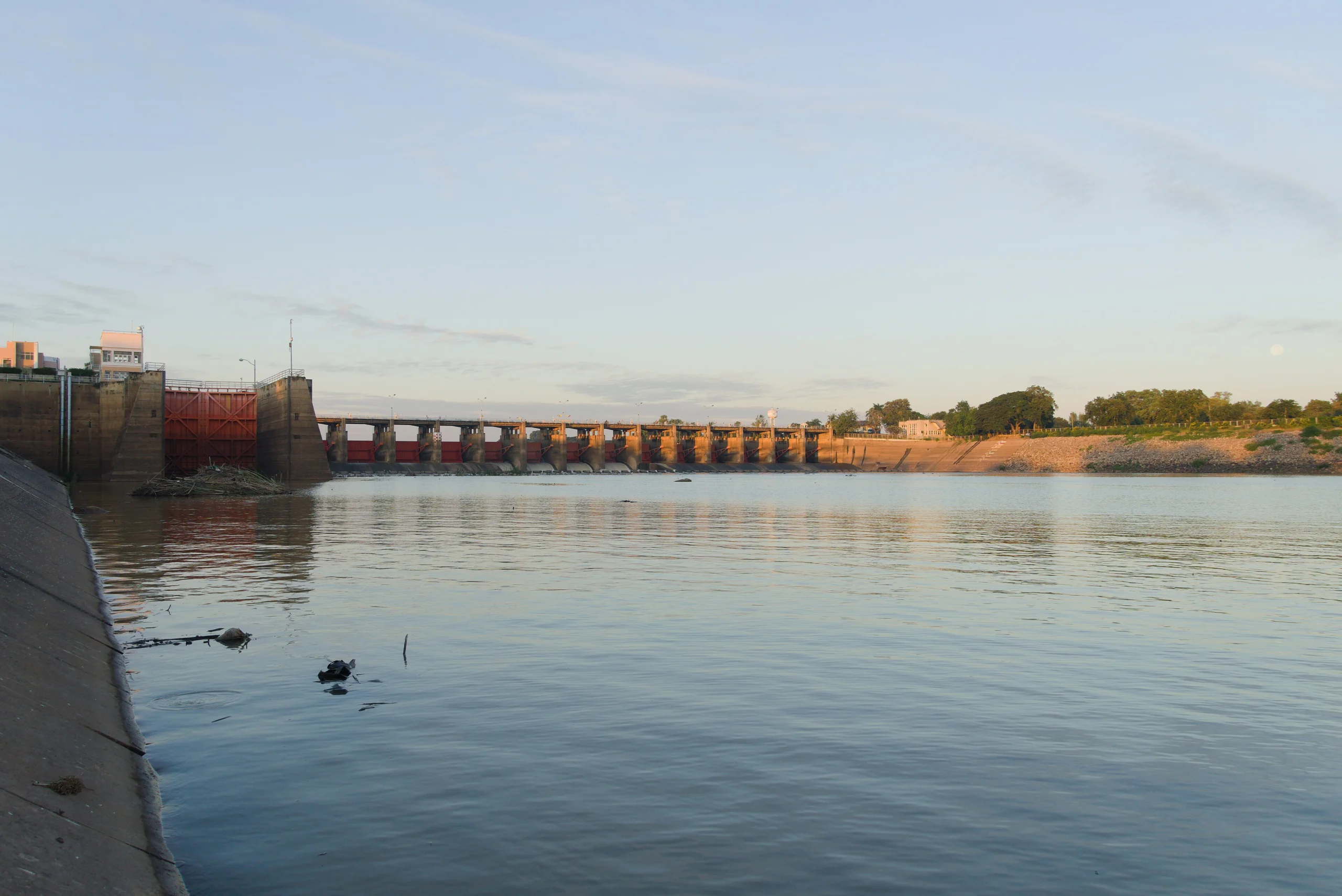 The gates of Chao Phraya Dam at Sapphaya, Chai Nat
