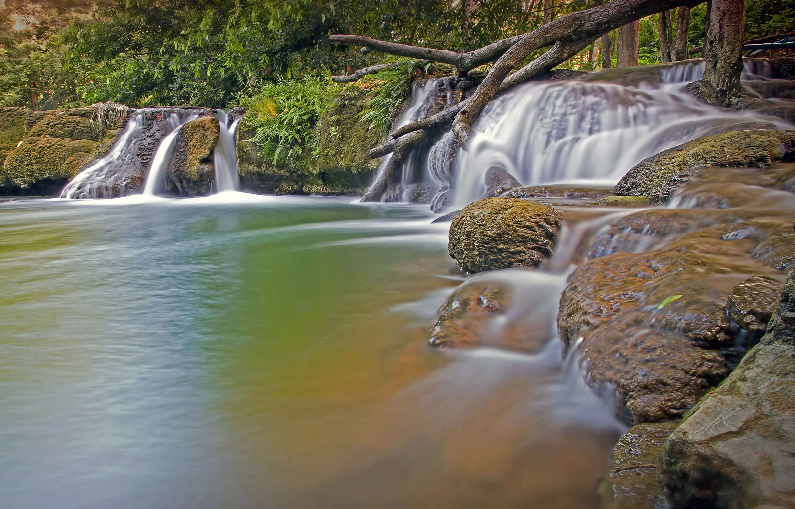 Tiered cascades of Chet Sao Noi waterfall in Saraburi