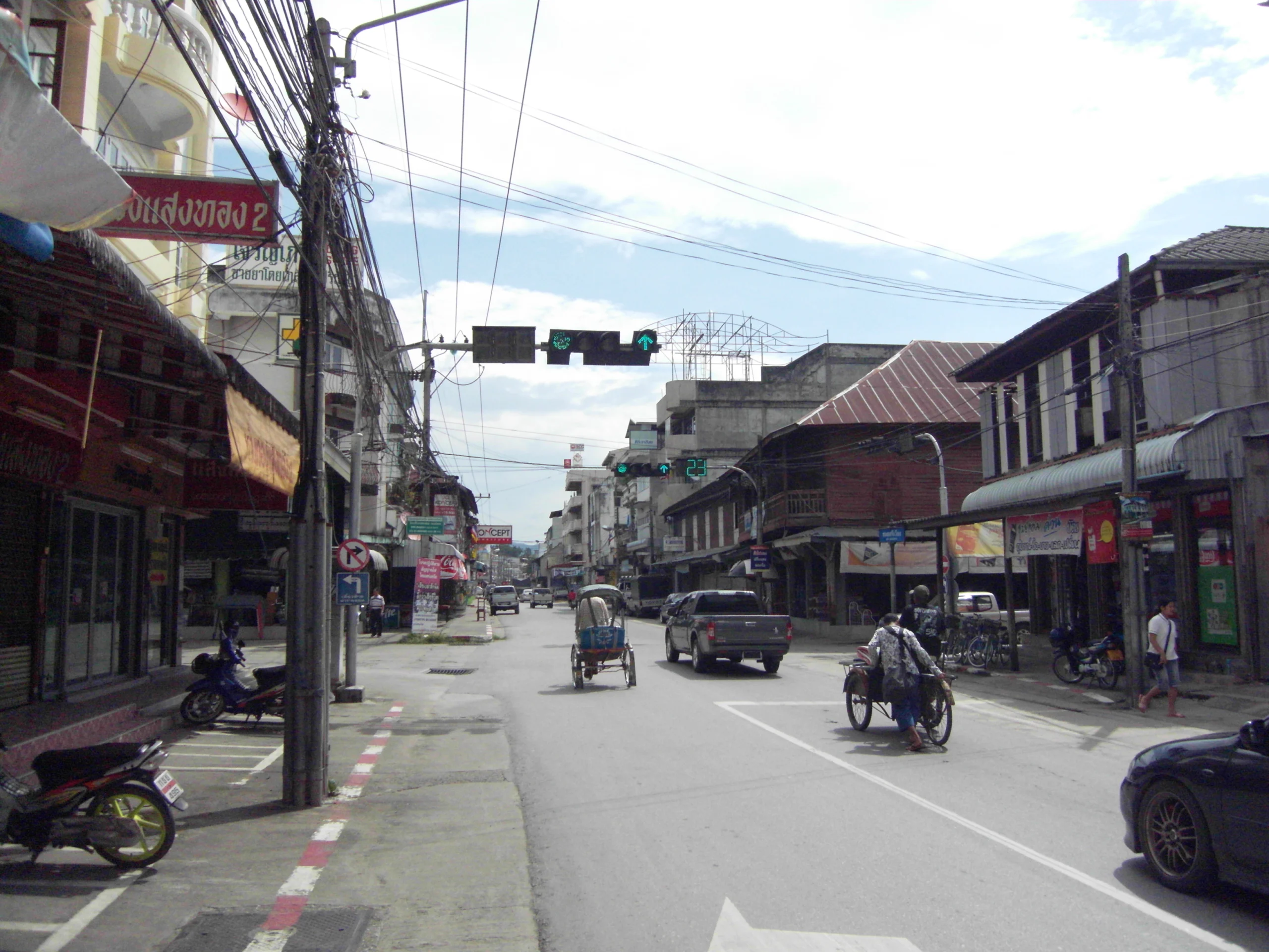 Shophouse street in central Mae Sot, Tak province