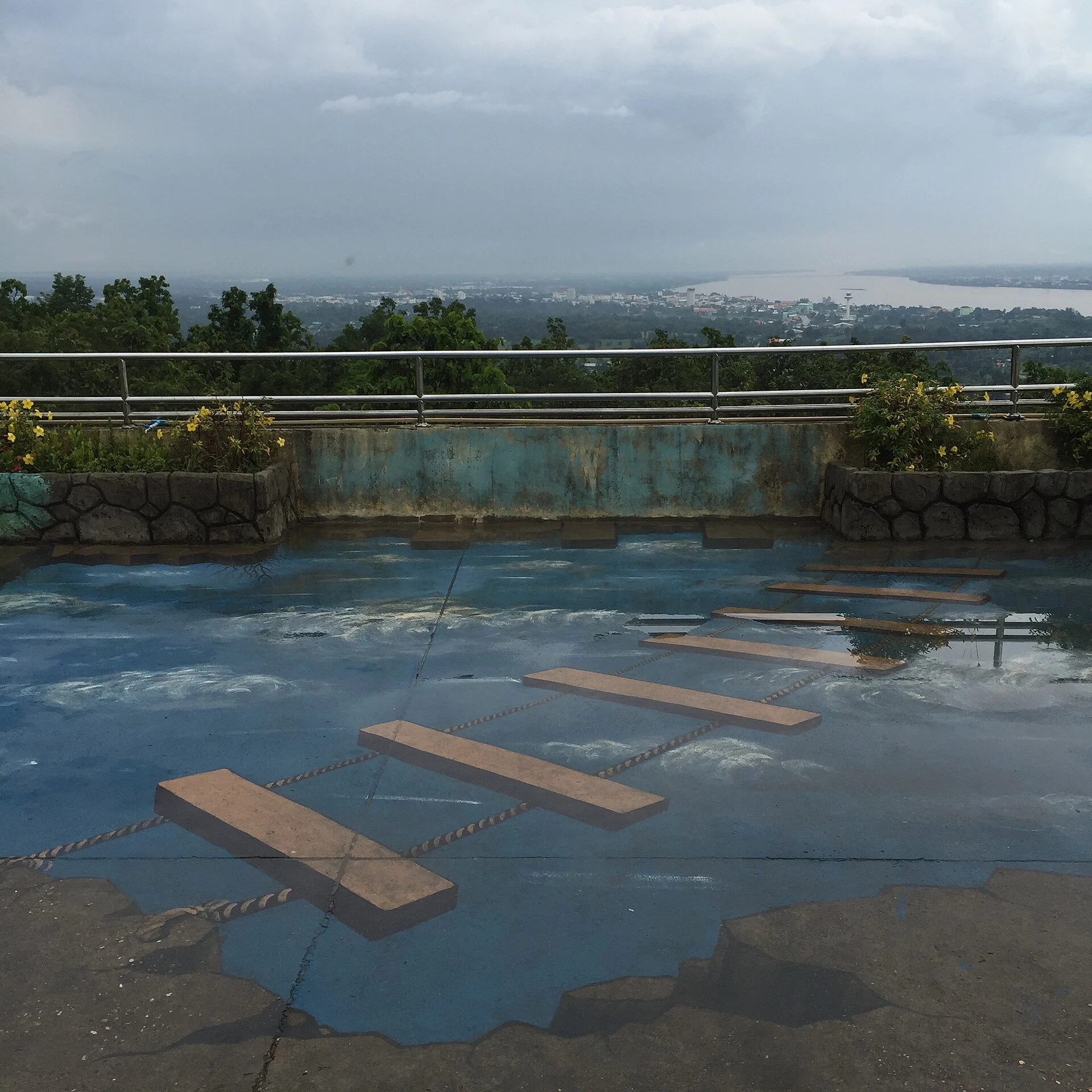 View over the Mekong toward Savannakhet, Laos, from above Mukdahan