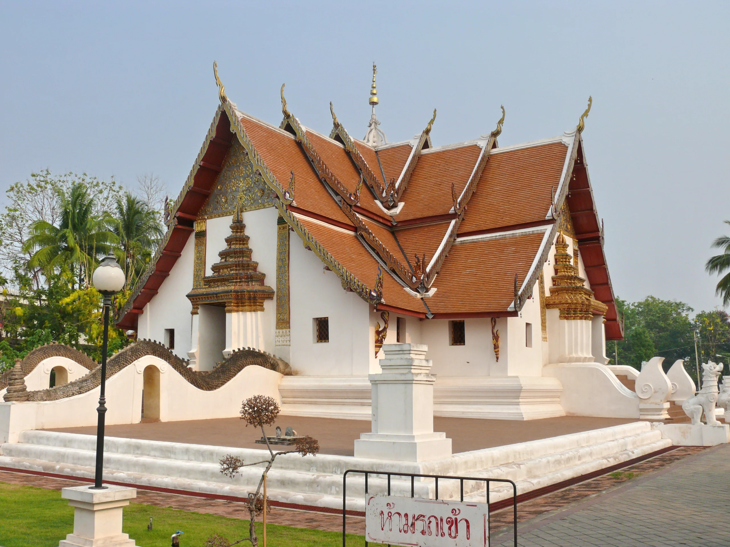 The Lanna-style ordination hall of Wat Phumin with its naga staircases, Nan