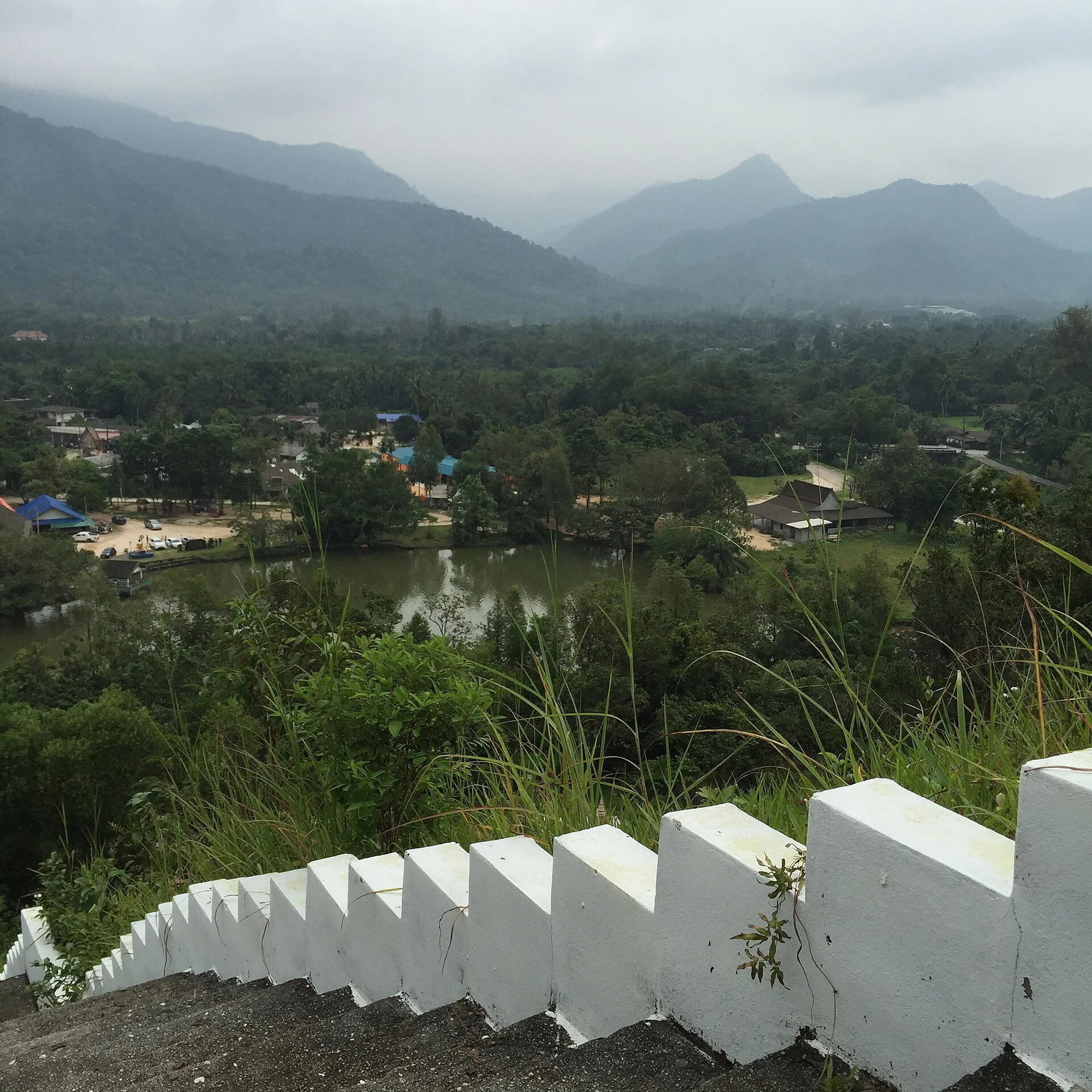Green hills and town views at Ngao in Mueang Ranong district