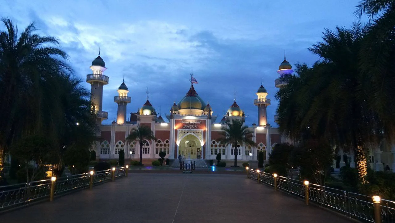 Pattani Central Mosque with its green domes and minarets
