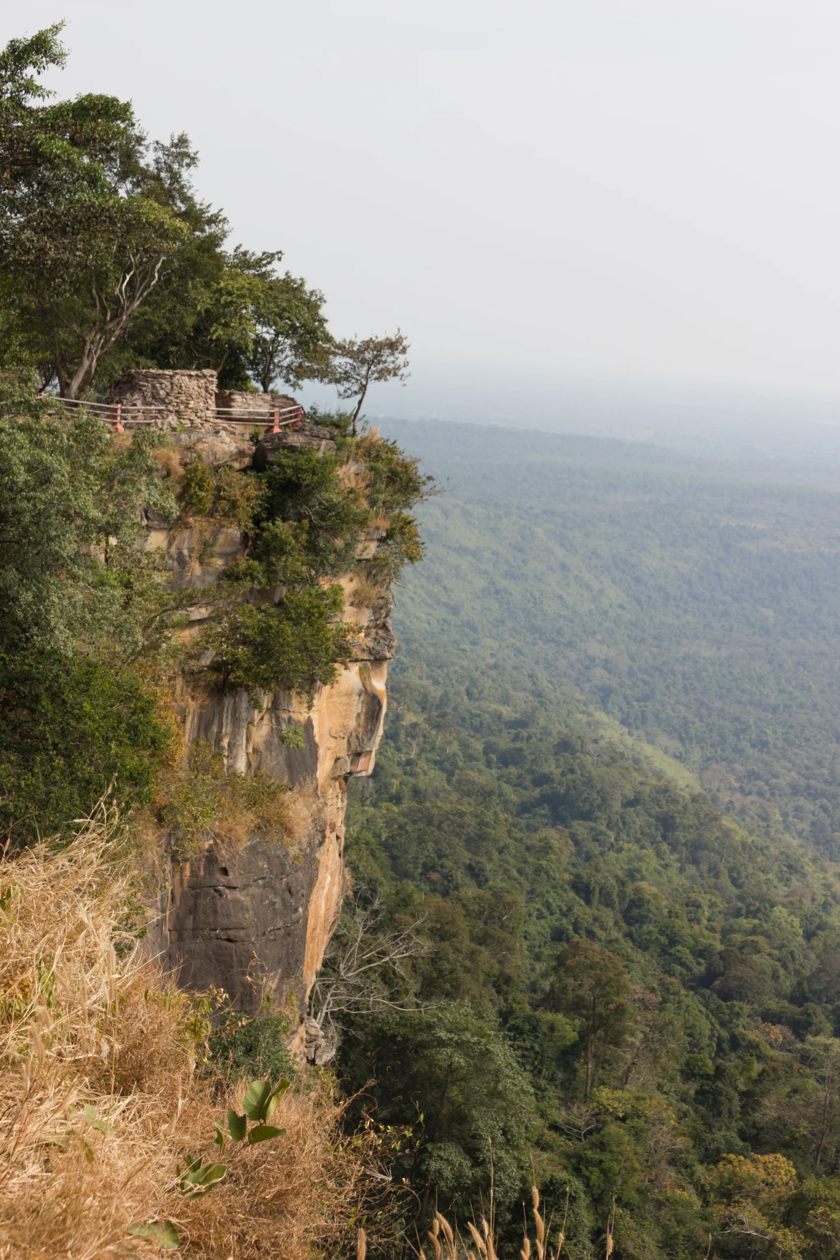 View over Cambodia from the Pha Mo I Daeng cliff in Khao Phra Wihan National Park