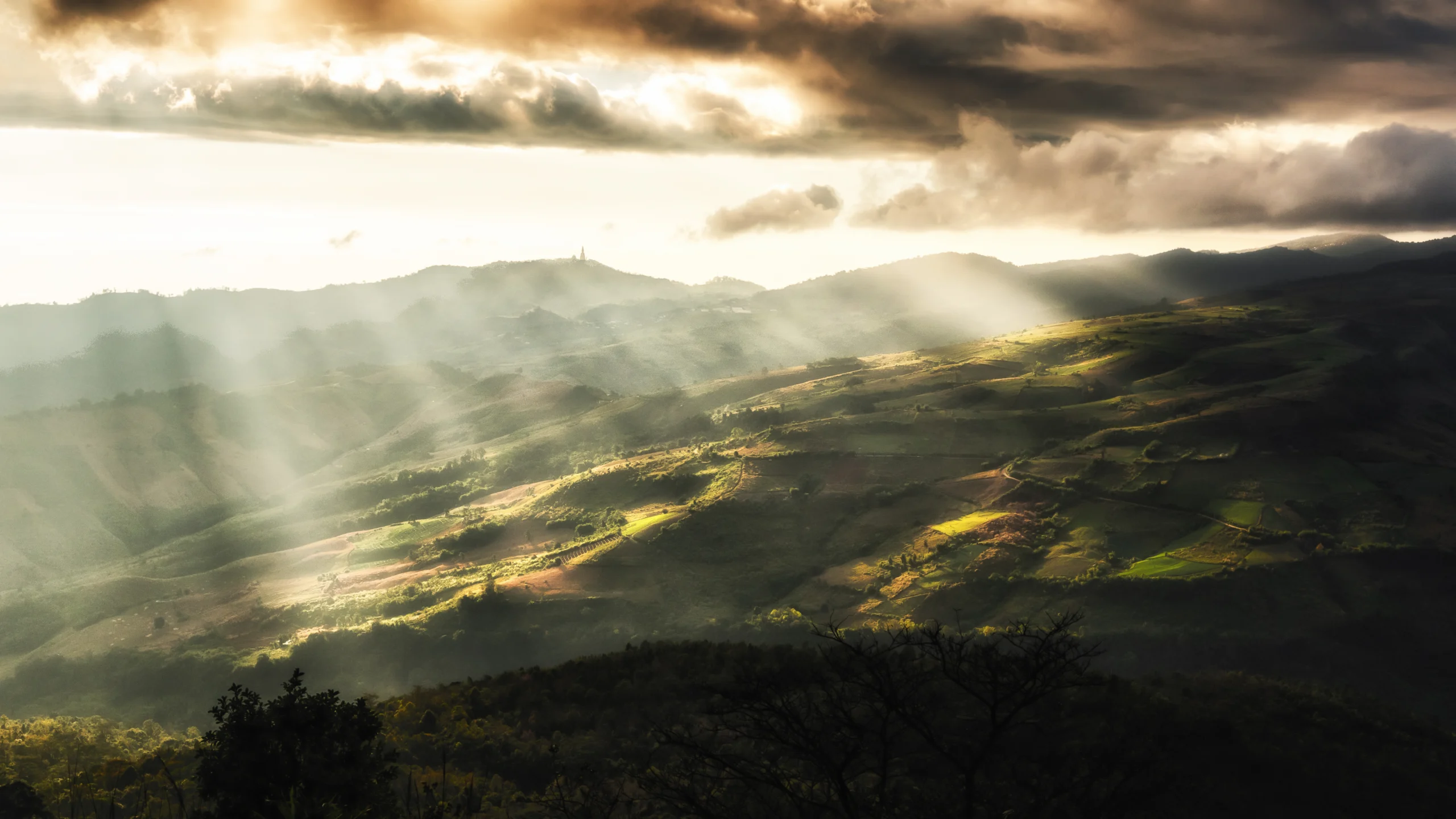 Morning light breaking over the misty mountains of the Phetchabun highlands