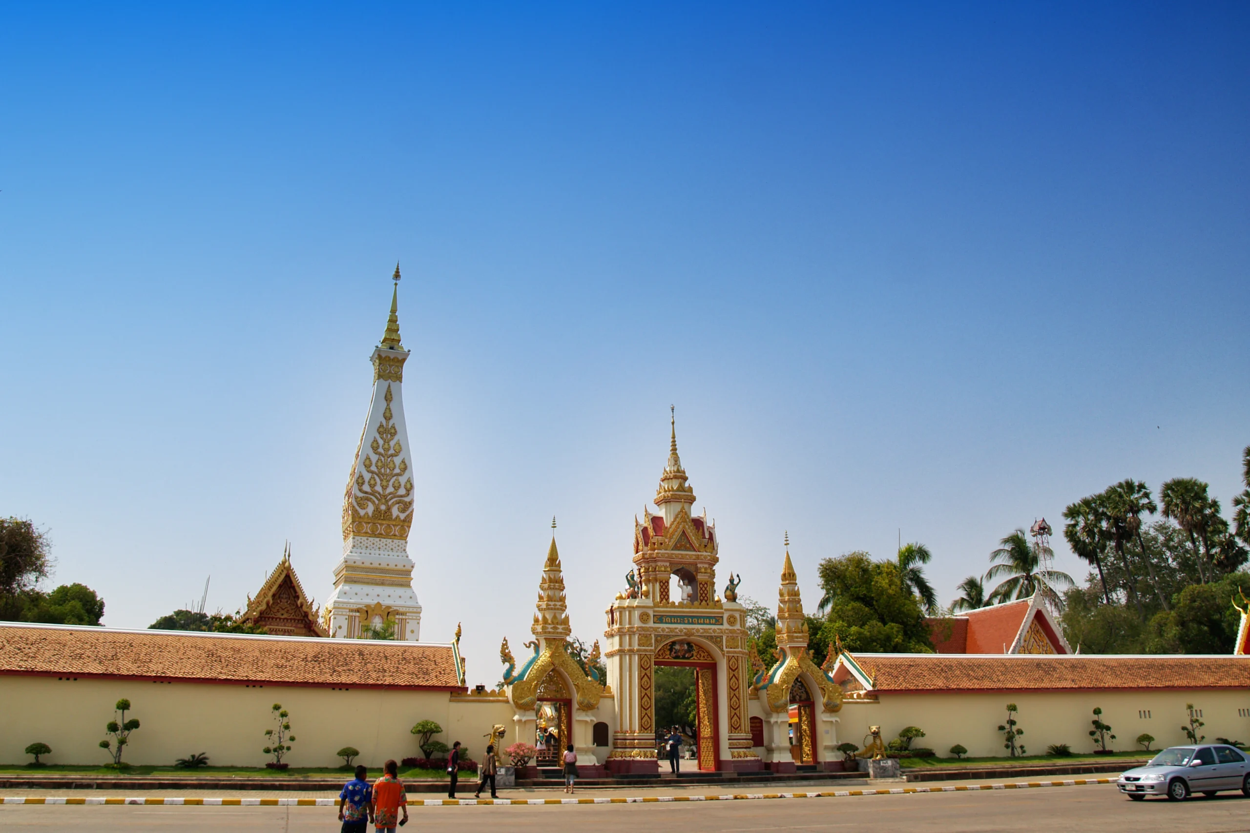 The white and gold stupa of Phra That Phanom, Nakhon Phanom