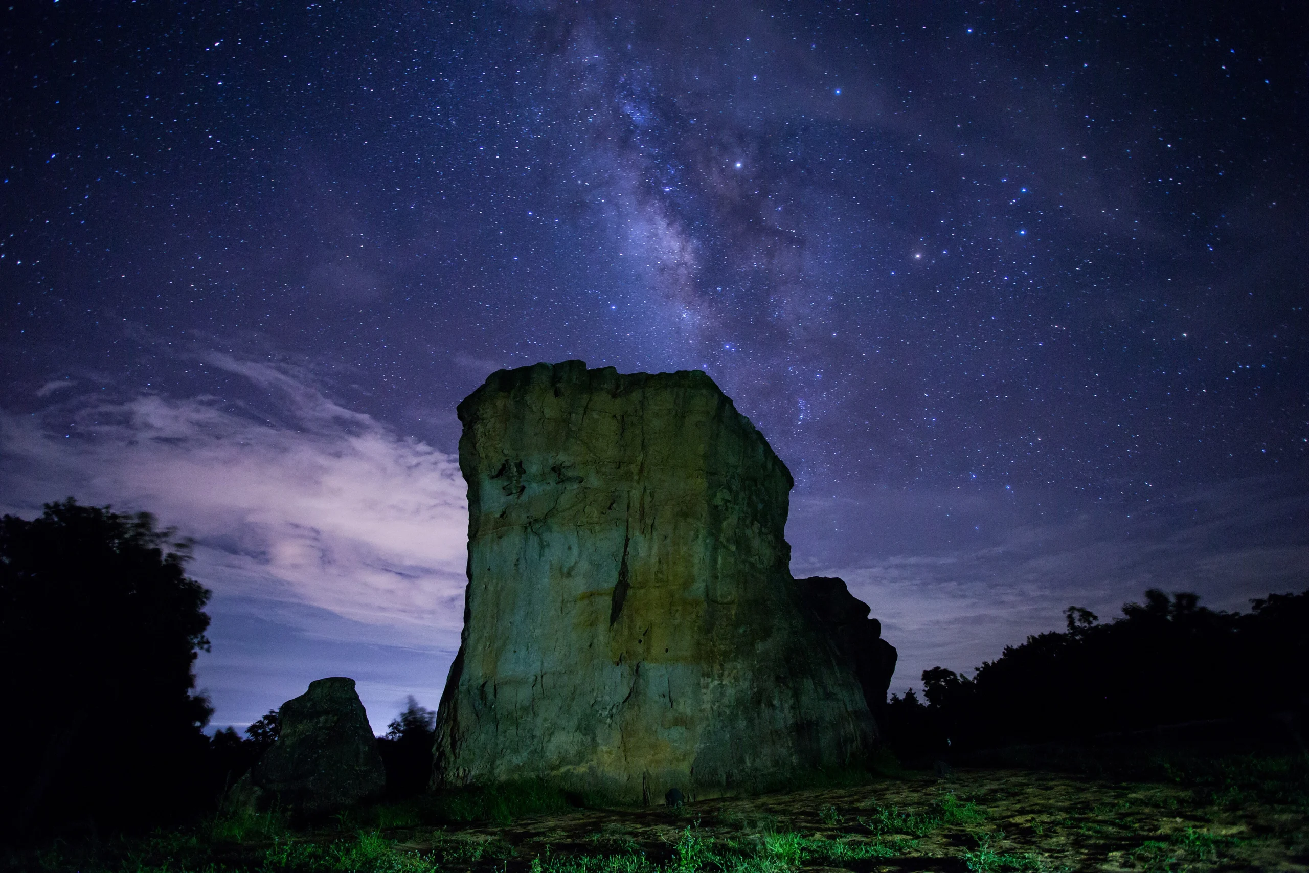 Milky Way over the rock pillars of Phu Laen Kha National Park, Chaiyaphum