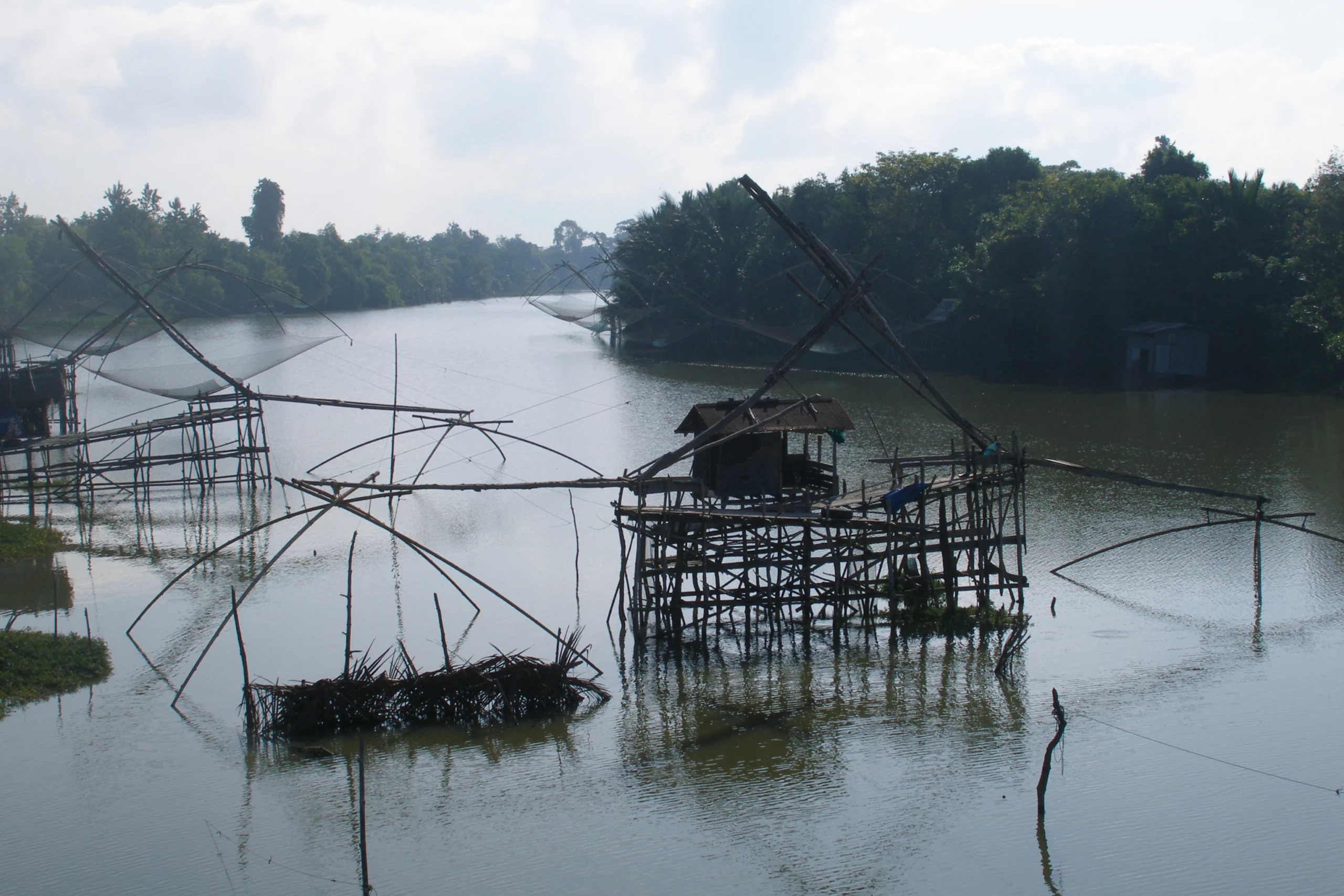 Traditional yor fishing nets in the Thale Noi wetlands, Phatthalung