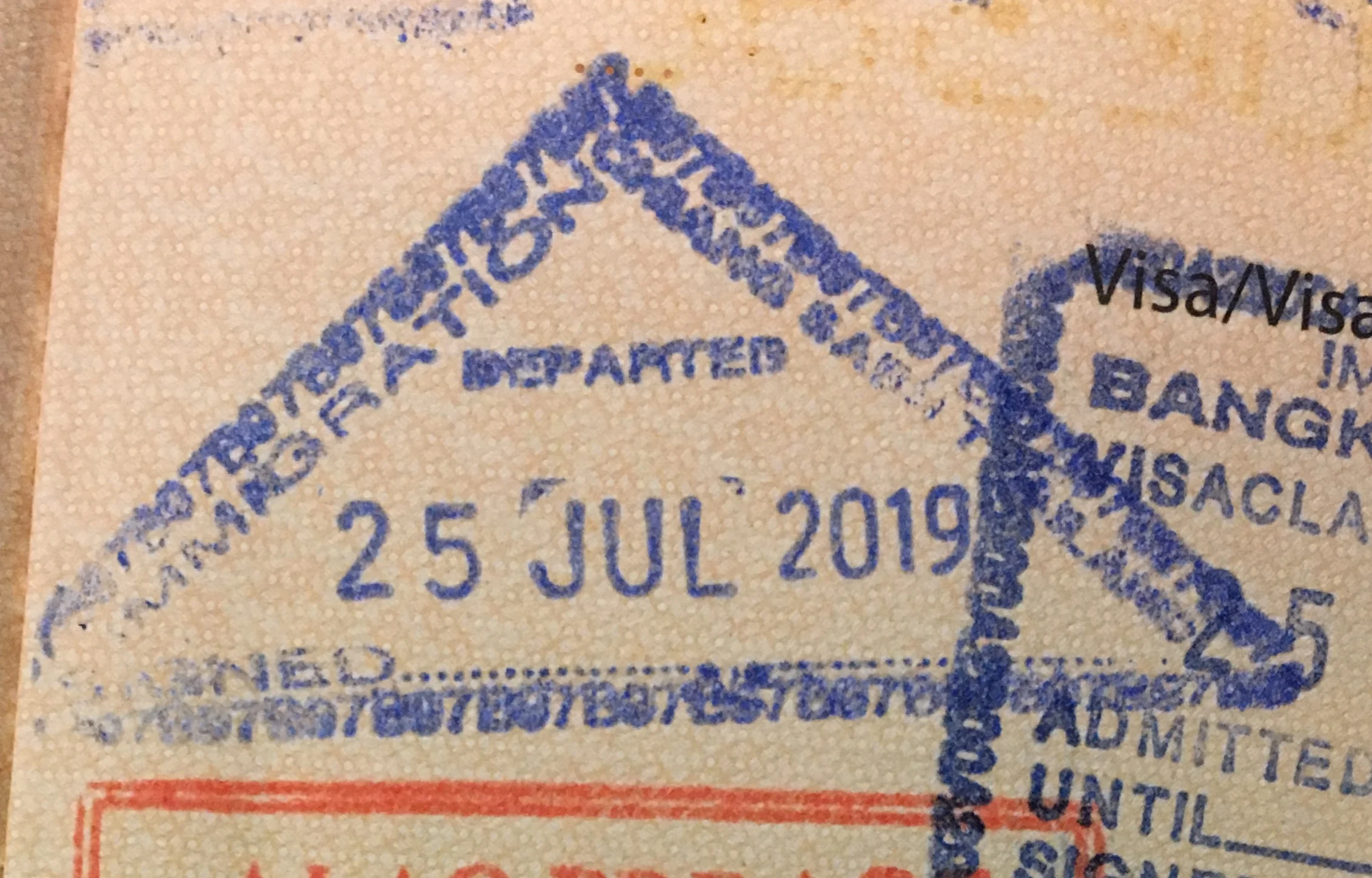 Thai entry and exit stamps — the TDAC replaced the paper TM6, not the stamp
