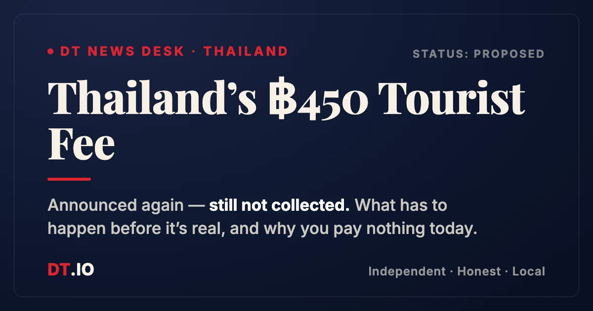 Thailand’s ฿450 Tourist Fee: Announced (Again), Still Not Collected