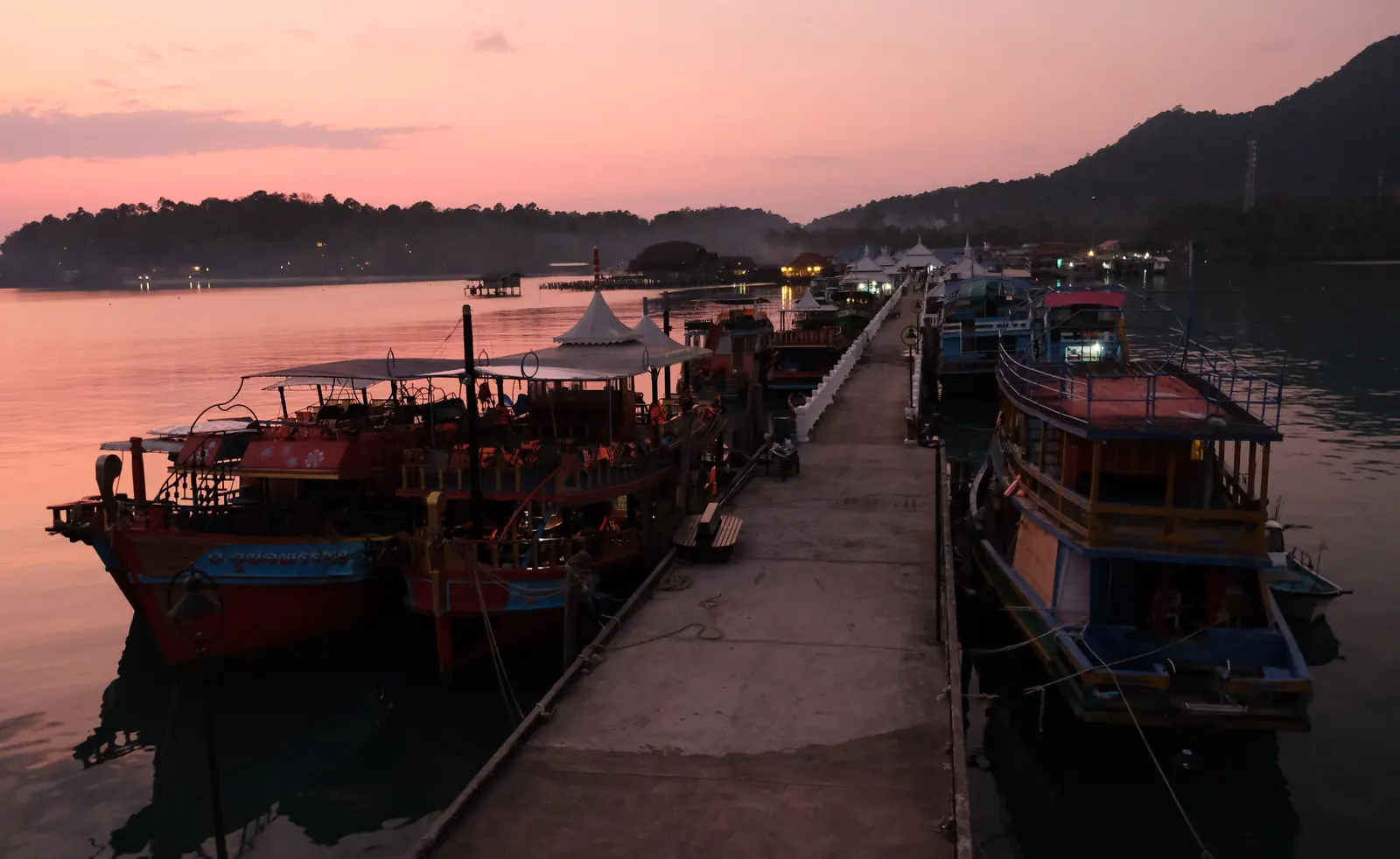Bang Bao pier and stilt fishing village at the southern end of Koh Chang, where the road to the beaches ends