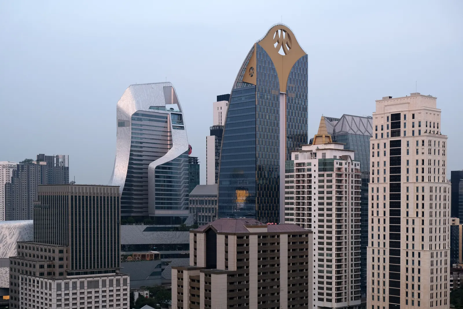 The Ploenchit skyline with the Central Embassy tower, home of the Park Hyatt, Bangkok