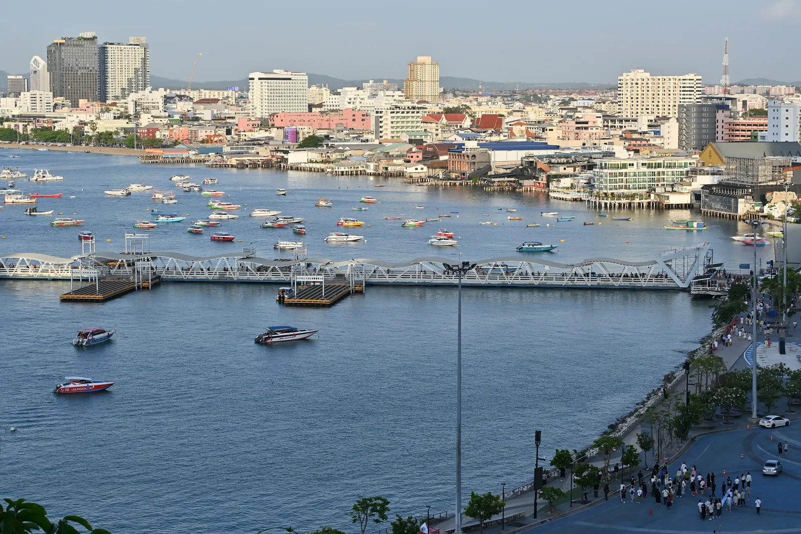 Pattaya Bay and the Beach Road skyline from the air