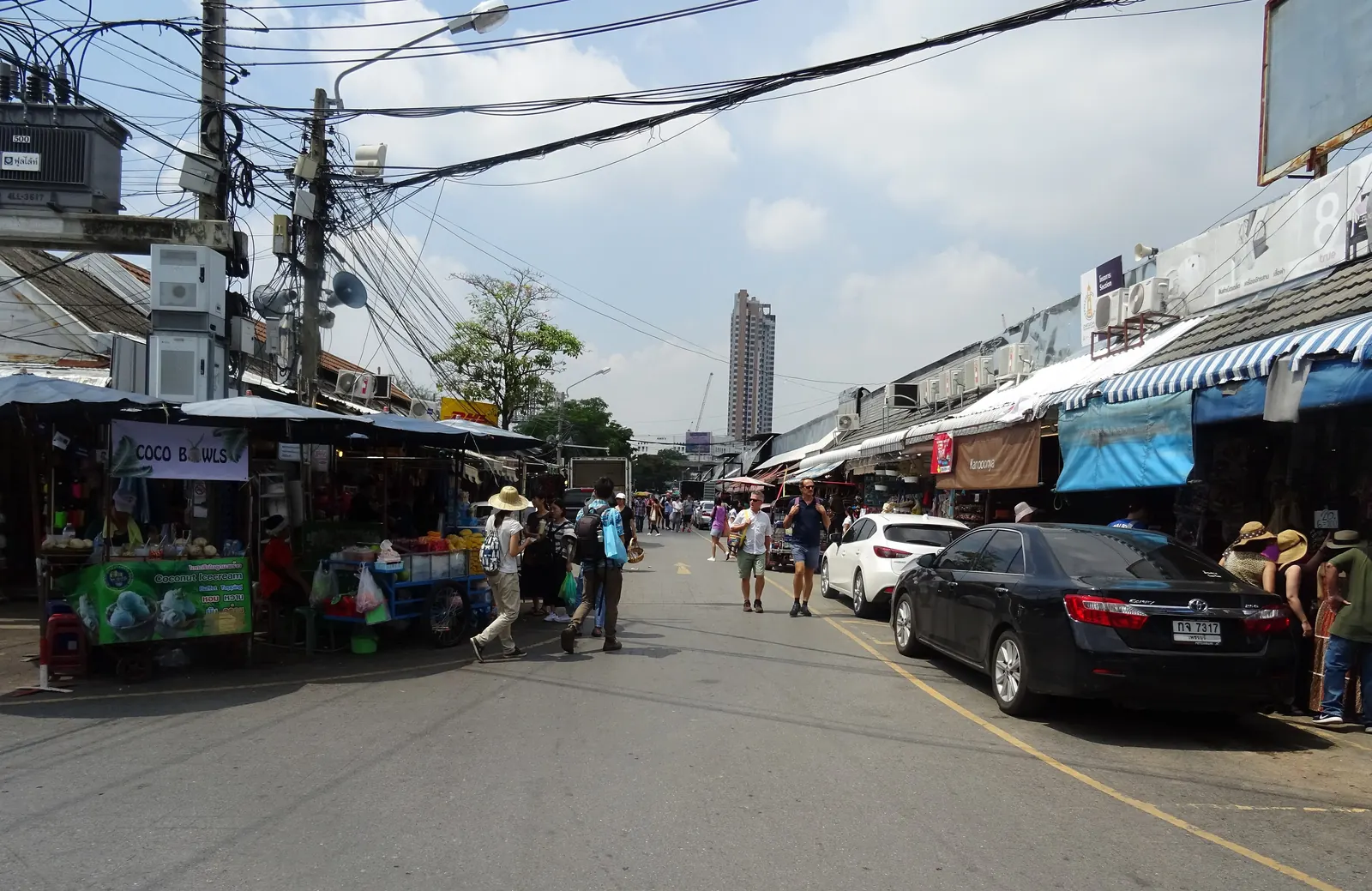 A lane of stalls at Chatuchak Weekend Market, Bangkok