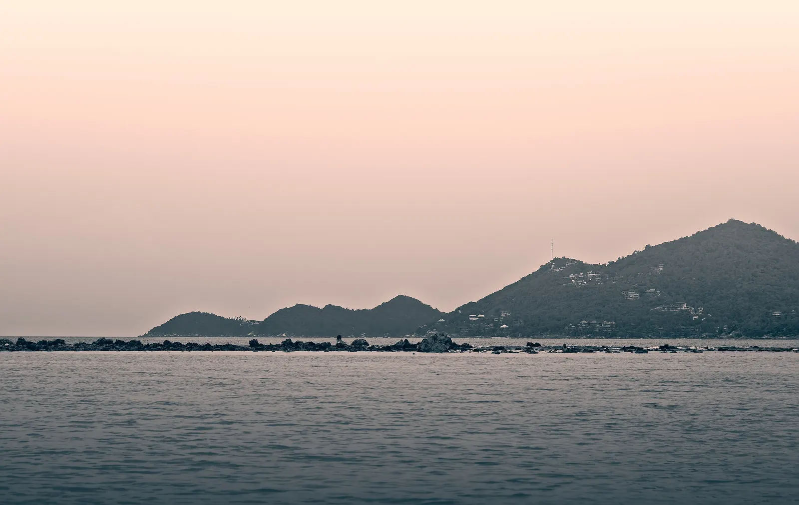 Dusk over the headland at the north end of Chaweng Beach, Koh Samui