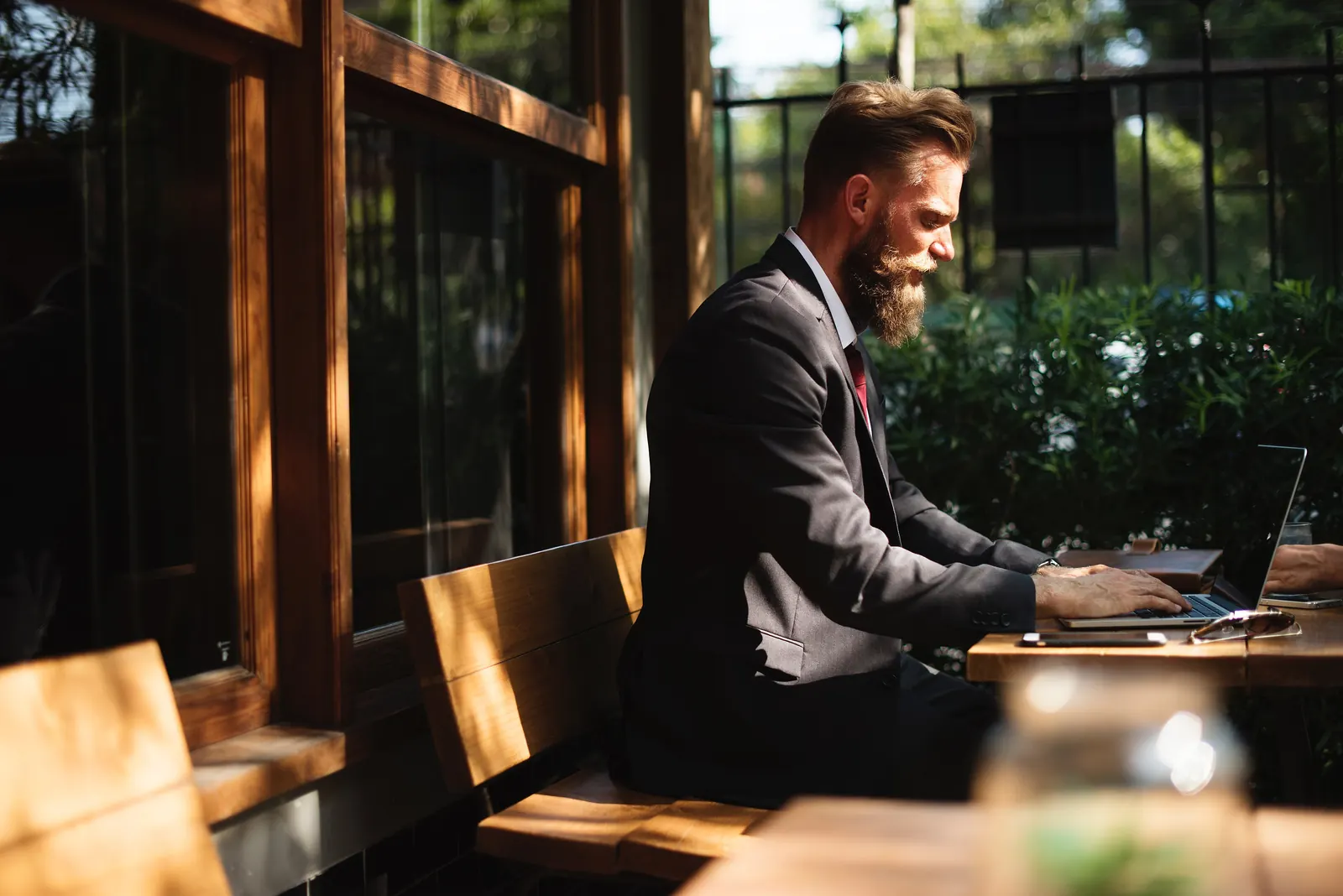 A digital nomad working on a laptop