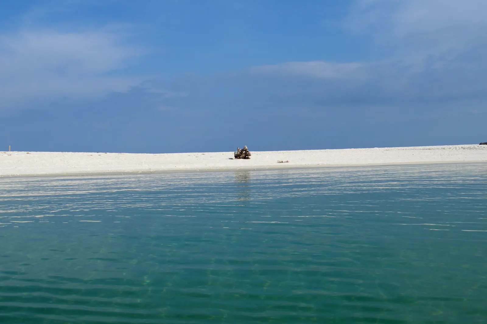 Clear shallow water and a white beach on Koh Adang, across the channel from Koh Lipe