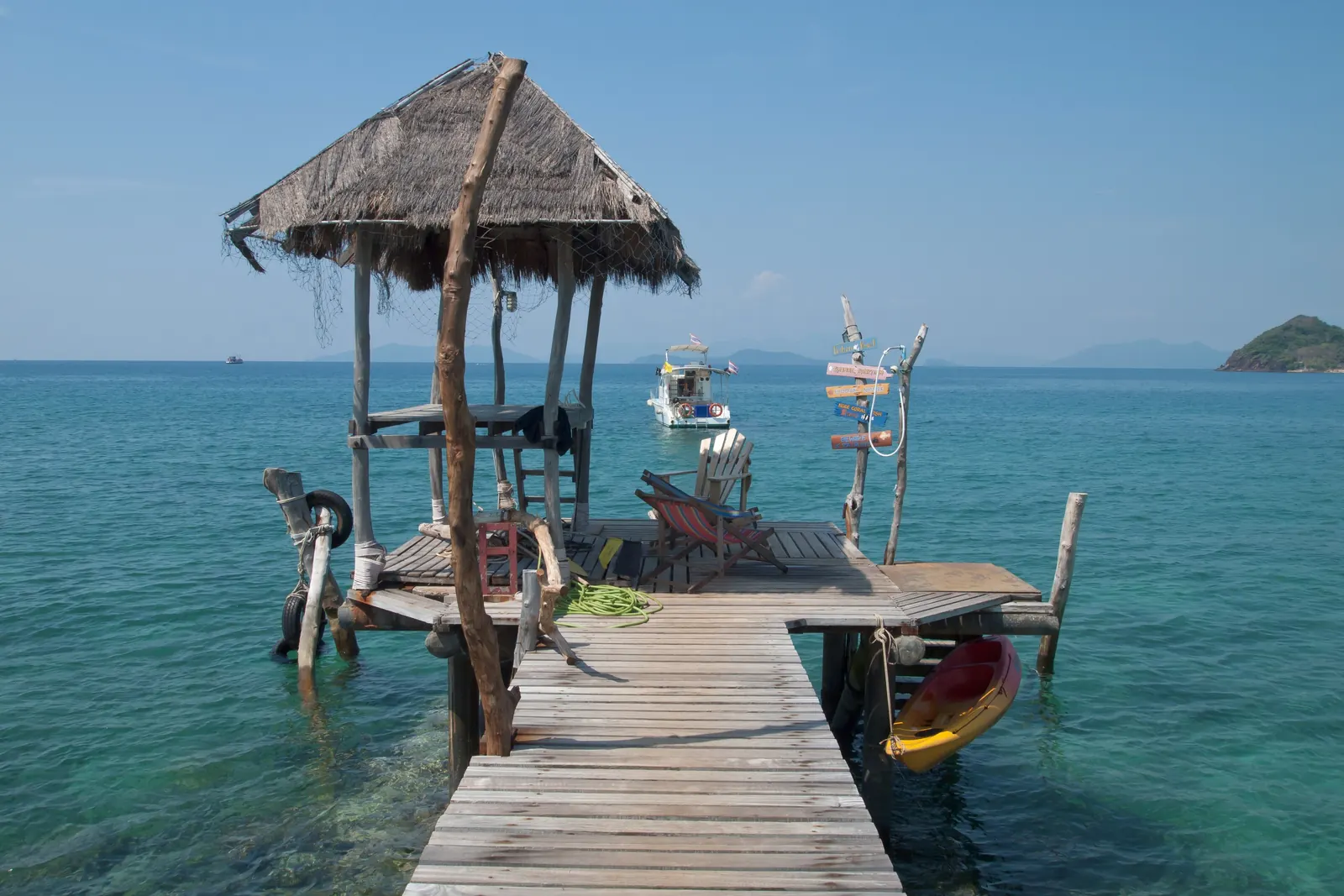 The wooden pier on Koh Mak, arrival point for boats from Trat
