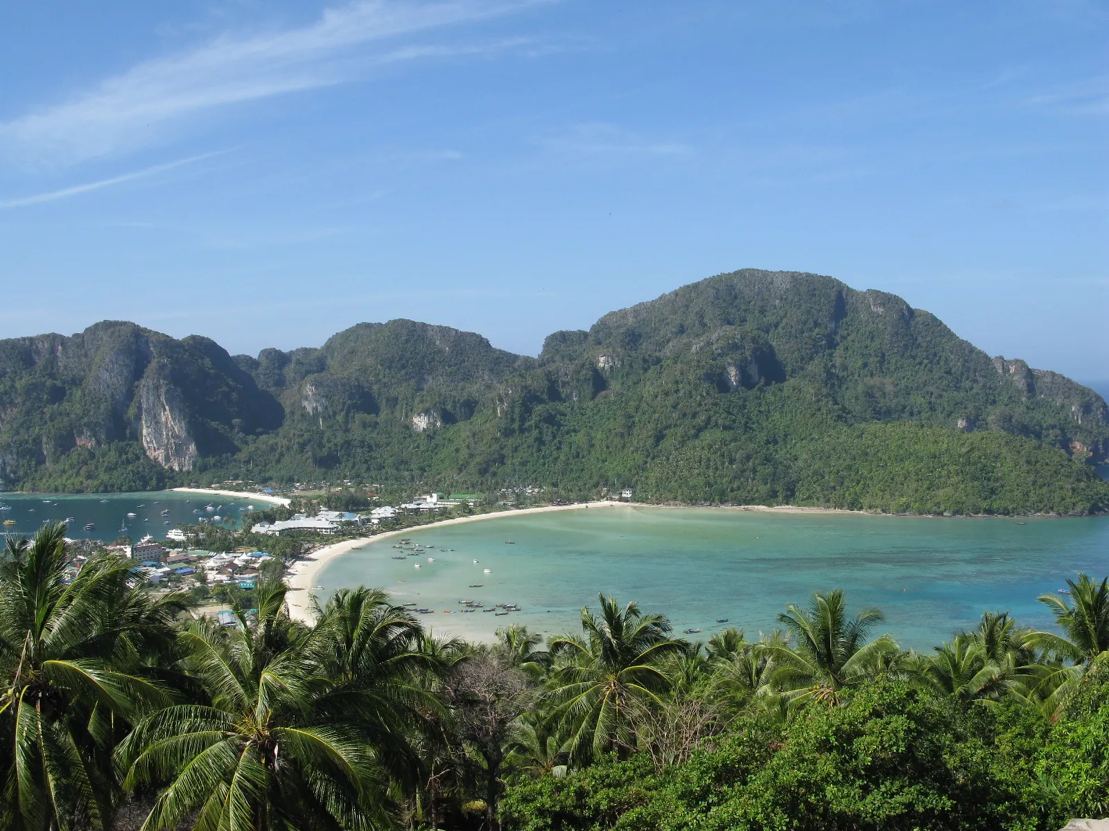 The twin bays of Koh Phi Phi Don seen from the viewpoint