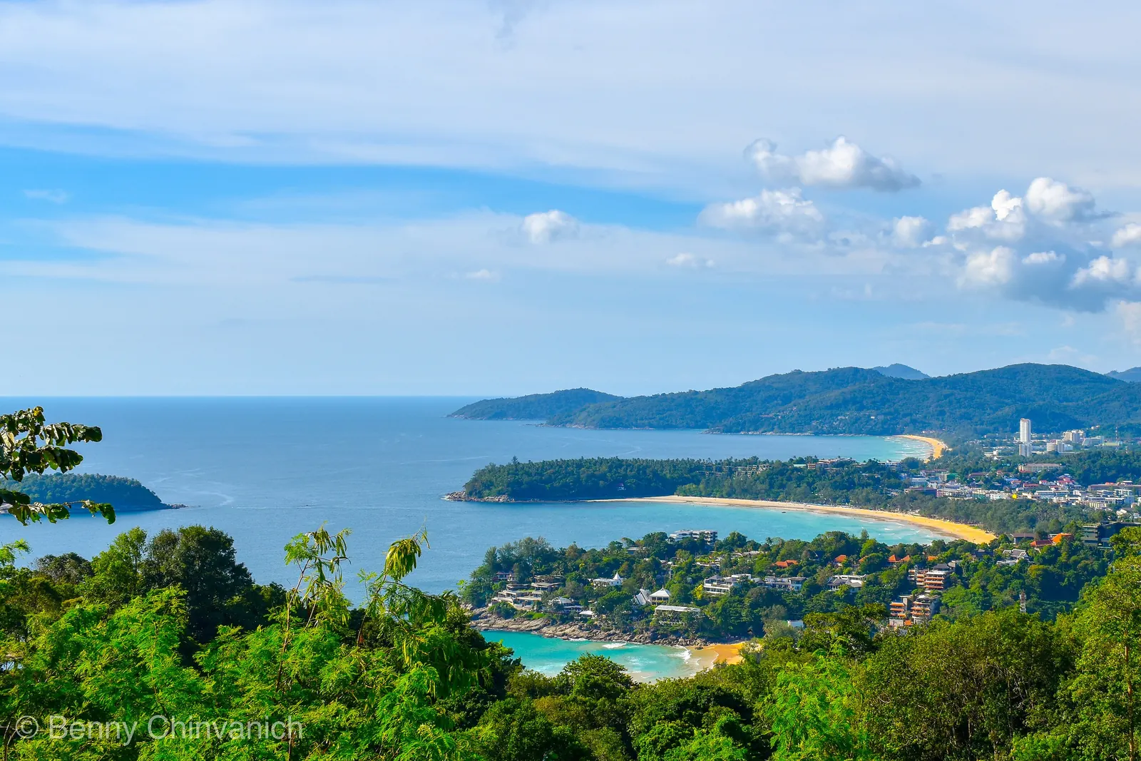 The three bays of Kata Noi, Kata and Karon seen from the Karon Viewpoint on Phuket's west coast