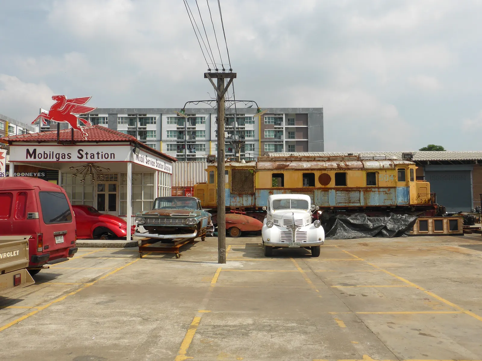 The vintage SRT steam locomotive parked at Talad Rot Fai Srinakarin, Bangkok