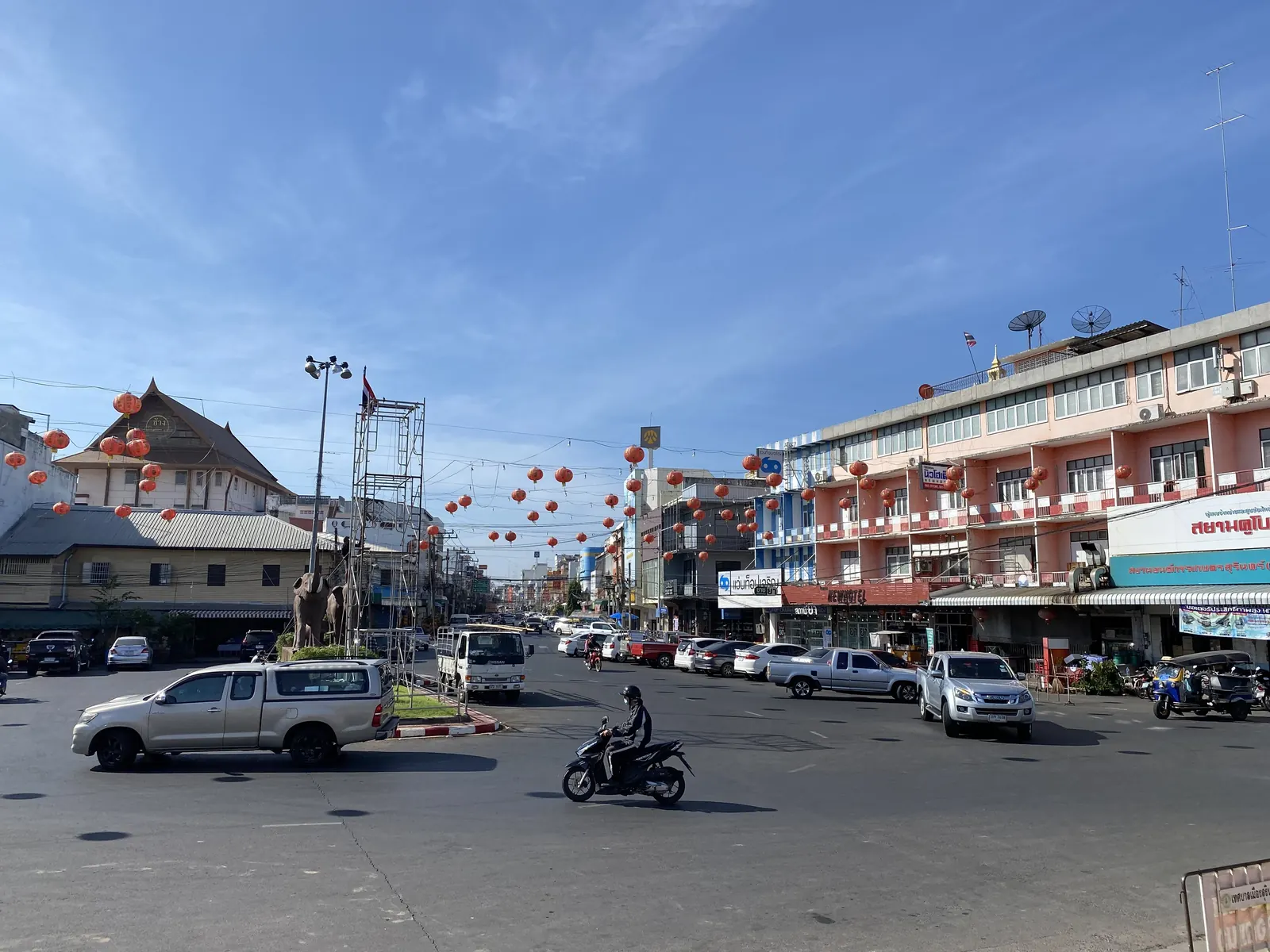 The elephant roundabout on Thanasan Road in Surin town, Isaan