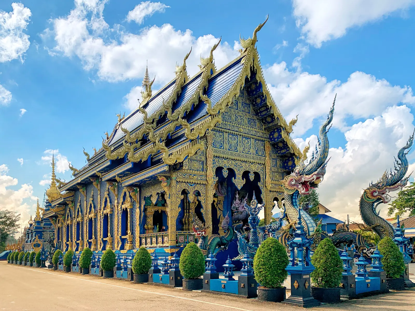 Wat Rong Suea Ten, the Blue Temple, in Chiang Rai